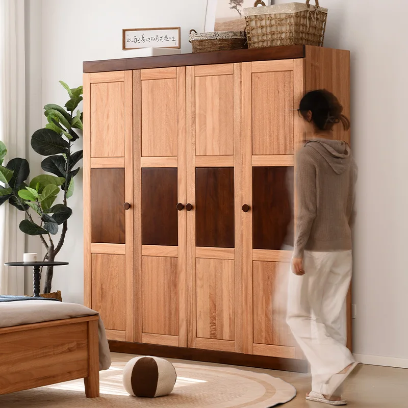 

Customizable red sandalwood, all solid wood wardrobe, bedroom wardrobe with four doors and top cabinet