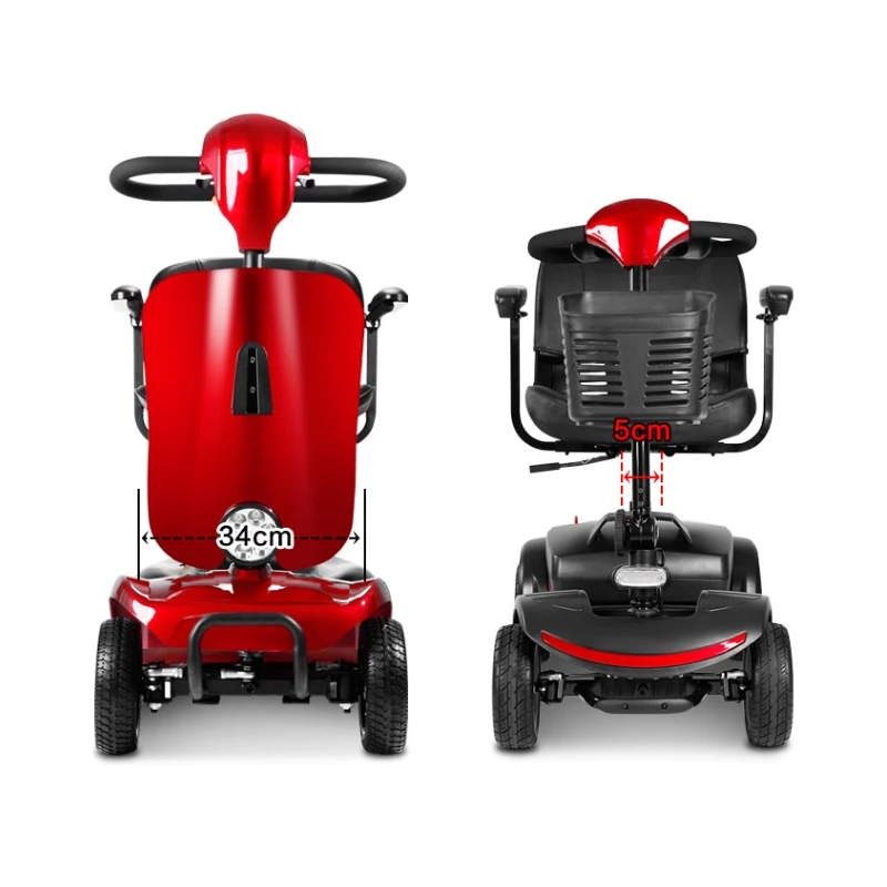 2024 offerta di fabbrica nuovo design colore rosso incredibile Scooter elettrico pieghevole con bracciolo regolabile e sedile per anziani