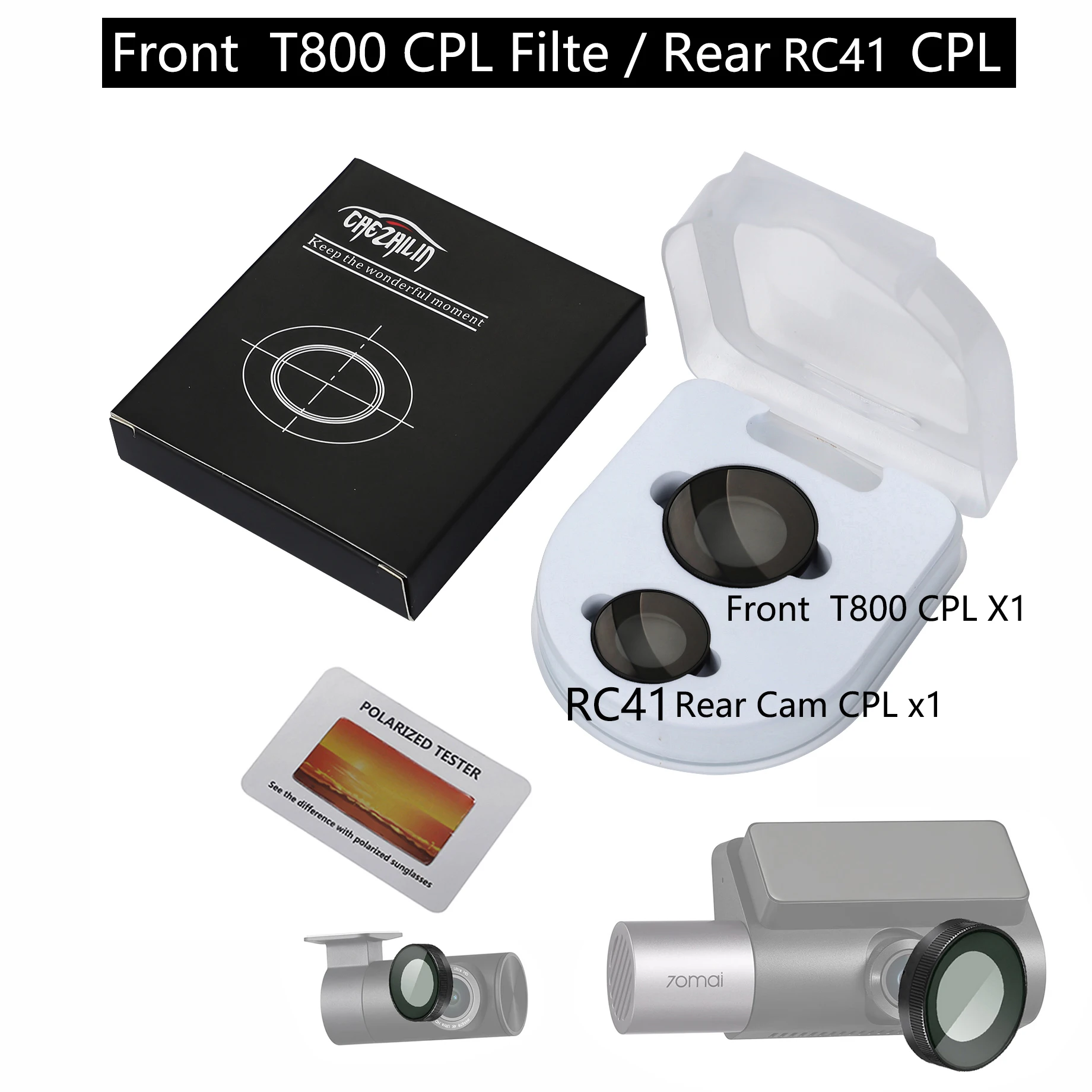 for 70mai Dash Cam 4K T800 Reduce Glare Reflect for 70mai Rear Cam RC41 CPL Filter