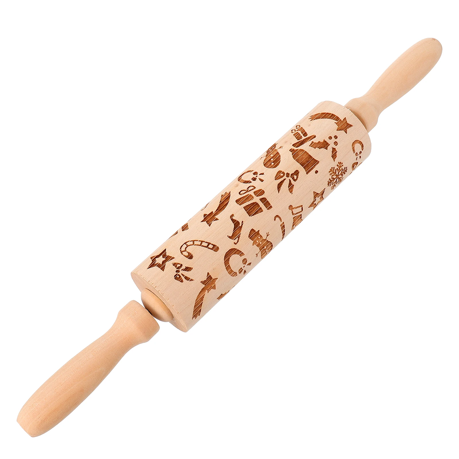 

1pc Wooden Rolling Pin Christmas Printing Non-Stick Baking Tool For Dough Pastry Pizza Pancakes Kitchen Utensil Baking Accessory