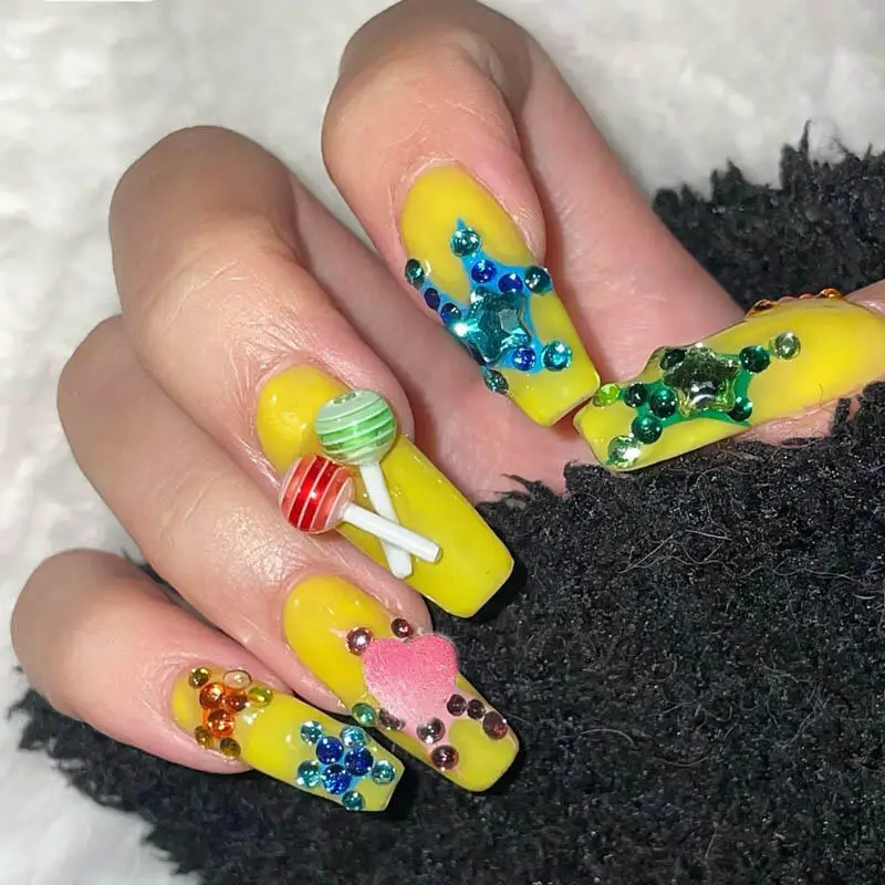 1 pudełko dopamina kolorowe cukierki przekąski zdobienie paznokci dekoracje gradient lody pączki desery żywica zawieszki do paznokci Handmade DIY paznokcie