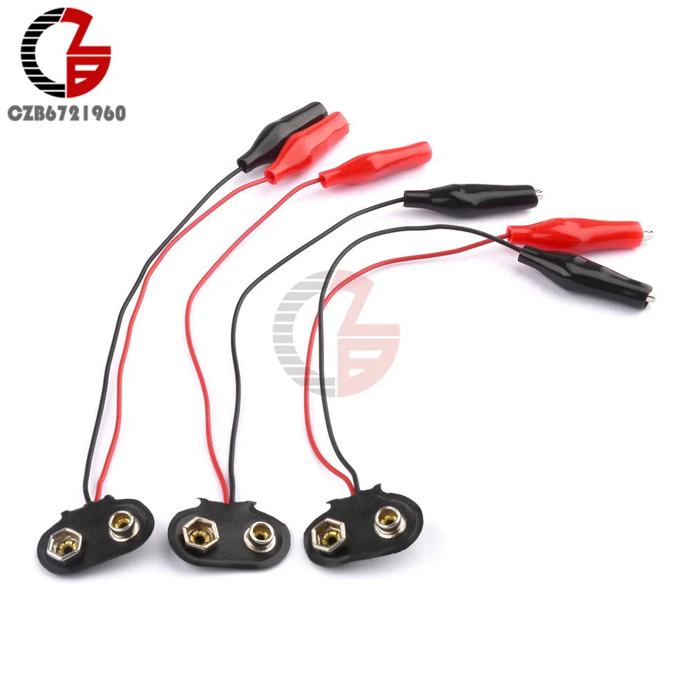 9V Battery Clip Connector 10cm Black Red Cable Connection Buckle Battery Holder 3/5/9/10pcs Battery Clips Connector Buckle Kits