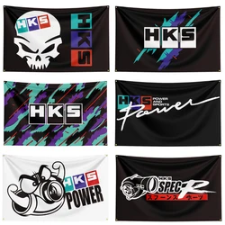 FLAGDOM 90X150CM 3X5FT HKS Flag Polyester Printed Auto Parts Banner For Decor