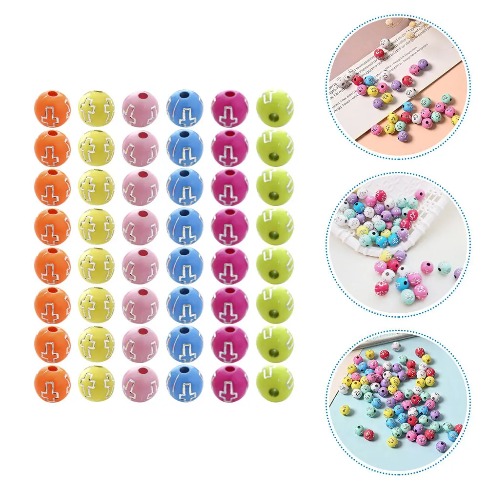 

100Pcs Cross Round Spacer Beads Plastic Large Hole Beads for DIY Jewelry Making Rosary Bracelets Crosses for Jewelry Making