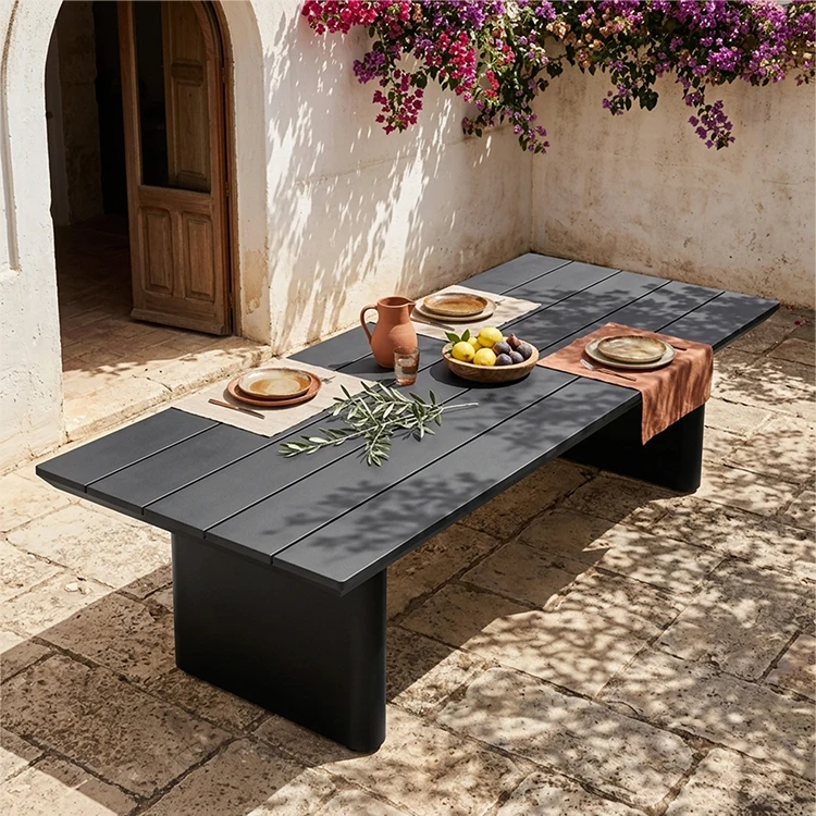 Outdoor All Aluminum Dining Table Large Tabletop Waterproof Sunproof For Hotel Resort Property Garden Patio