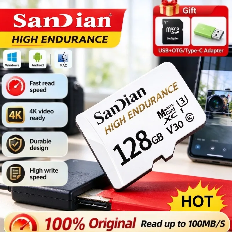 Original Micro TF SD Card High Endurance 128GB 256GB 512GB V30 C10 For Dash Camera Car CCTV Home Security Camera Full HD Pro Max