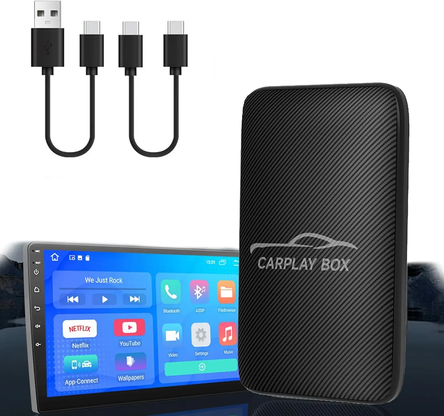 

Беспроводной адаптер CarPlay с Netflix/YouTube, 2 в 1 для iPhone и Android Auto, поддержка TF-карты, Plug & Play