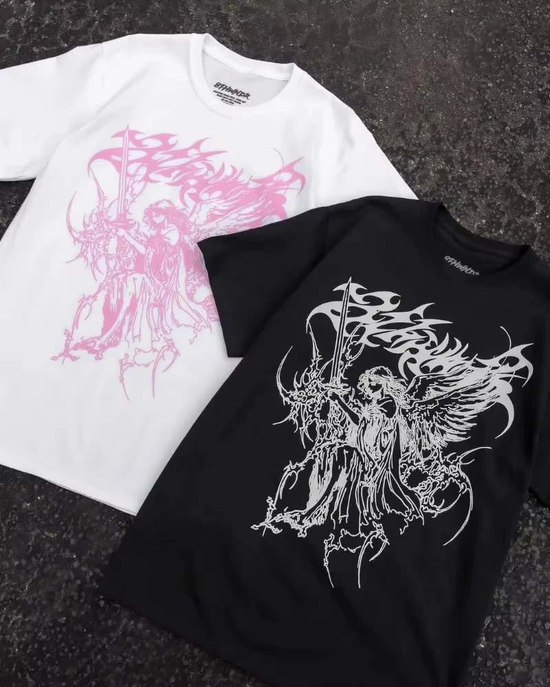 Unisex T Shirt Men Women Dark Oversized Cotton Tee Skull Print Workout Gym Top Streetwear Fitness Clothing Alternative Fashion