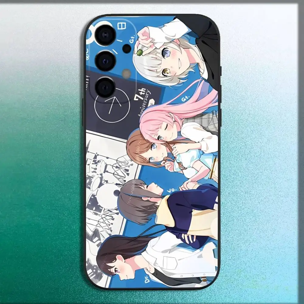 B-BanG Cartoon Dream MyGO حافظة لهاتف سامسونج جالاكسي A73,72,71,A52,51,40,41,A22,A32,31,A13,12,Note20 غلاف أسود ناعم