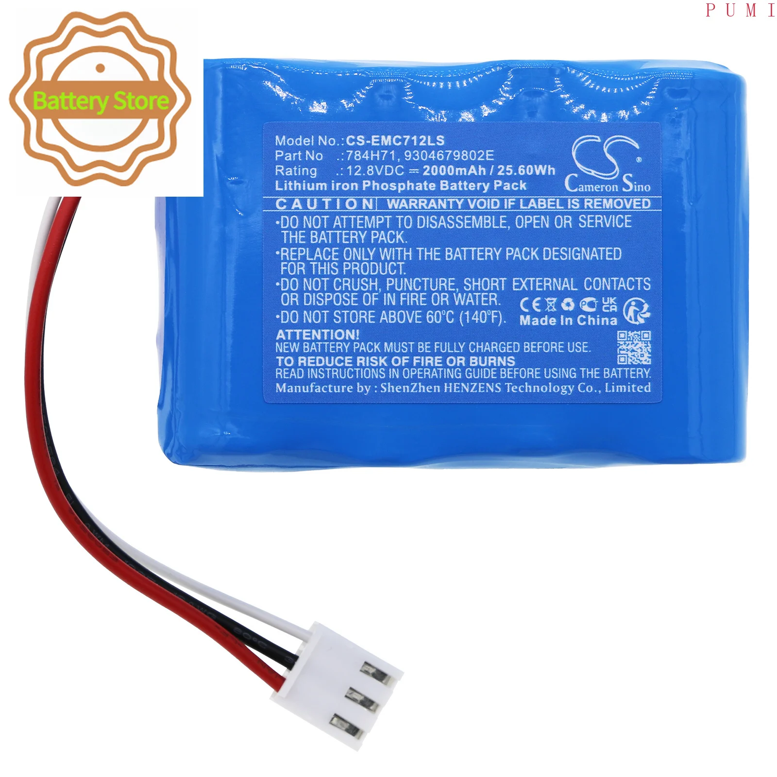 CS Replacement Battery for Dual-Lite EVCH12 PN:784H71,9304679802E 2000mAh / 25.6Wh