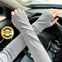 1 Pair Mens Ice Arm Sleeves Sunscreen Elastic Driving Gloves Outdoor UV Protection Arm Cover Sleeves Lightweight Cool Muff New