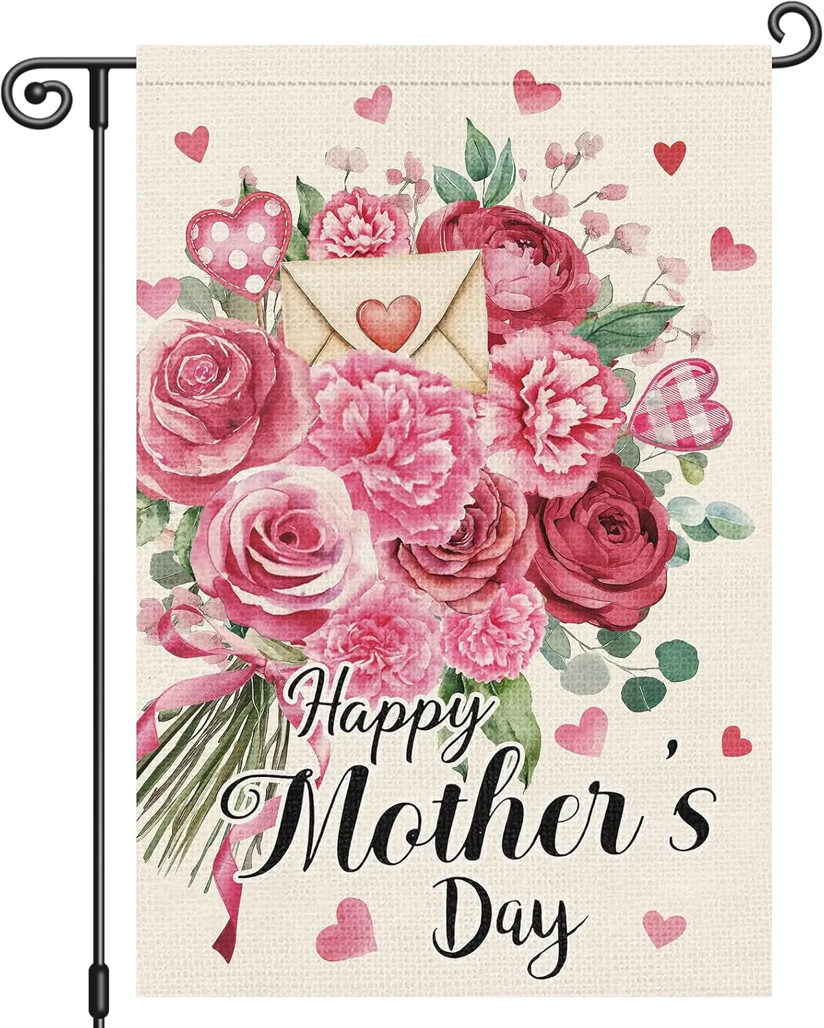 Louise Maelys Happy Mother's Day Garden Flag Rose Flower Love Heart Letter 12x18 Inch Double Sided Watercolor Floral Smal IL yyi