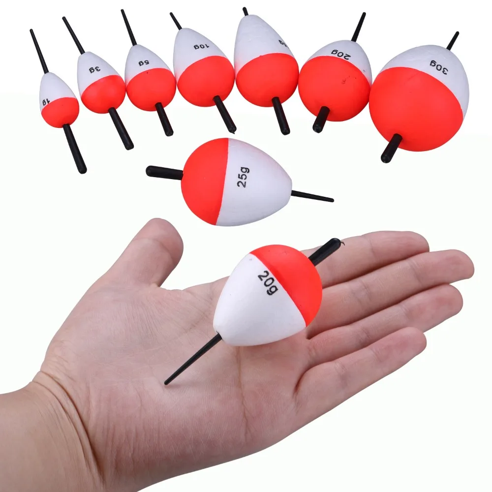 EVA Fishing Night Floats Light Stick Foam Plastic Bobber 1-30g Red And White Sea Fishing Striking Floats Fishing Accessory 10Pcs