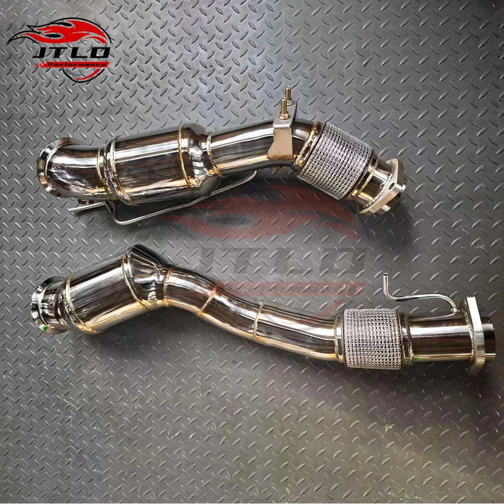 JTLD Polished Exhaust Downpipe For BMW X3M X4M F97 F98 200 Cell Stainless Steel High Flow Front Pipe With Polishing Finish