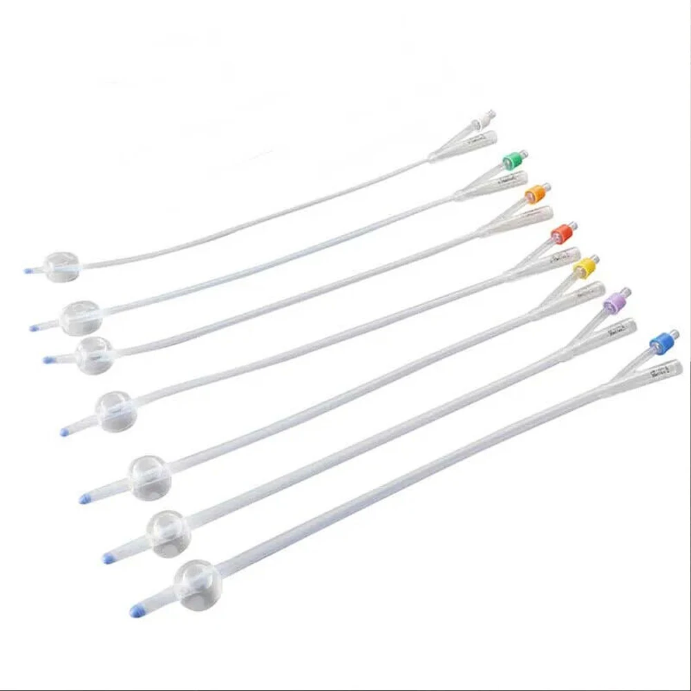 2 Way Medical Disposable Silicone Urinary Catheter Silicone Foley Balloon Catheter Cleaner Enema Anal Tube 12/14/16/18/20/22Fr