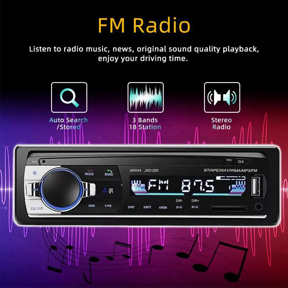 Car Mounted Bluetooth MP3 Single Chip Car Card Insertion USB Flash Drive FM Radio Bluetooth MP3