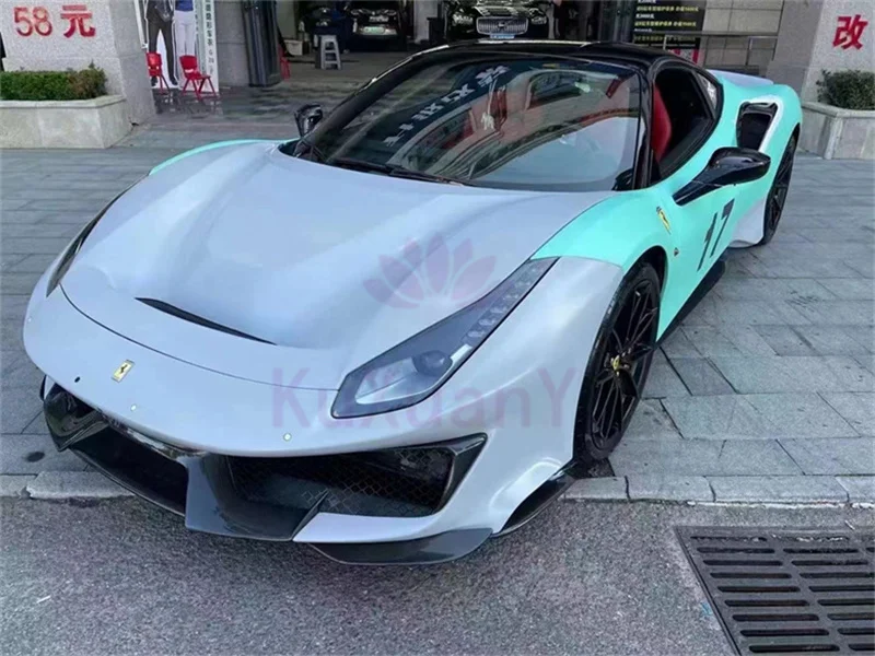 Pista Style Dry Carbon Fiber Front Bumper Rear Bumper Side Skirts Body Kit for Ferrari 488 Body Kit
