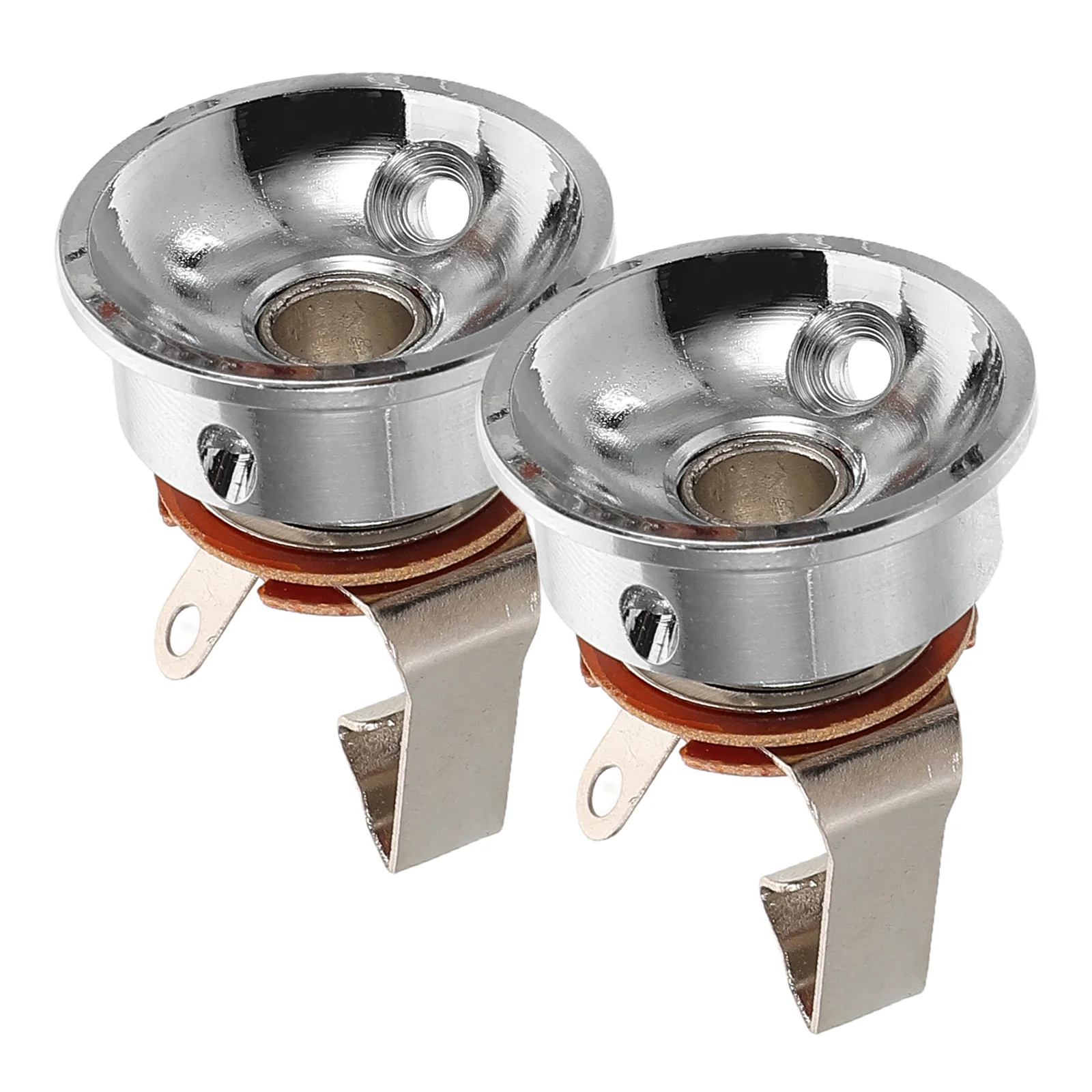 

2 Pcs Electric Guitar Accessories Pickup Jack Metal Plug End Pin Socket Plate for Flush Mount Stereo Fittings Electronic