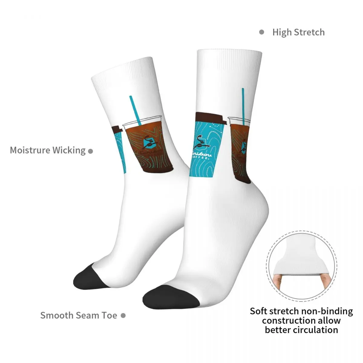 캐리부 커피 컵 양말 하라주쿠 슈퍼 소프트 스타킹 올 시즌 롱 양말 남성용 여성용 크리스마스 선물용 액세서리