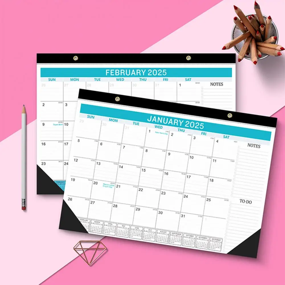 Calendrier mural papier de haute qualité 2025/01-2026/06, calendrier mural premium avec impression papier durable, licence annuelle pour l'organisation