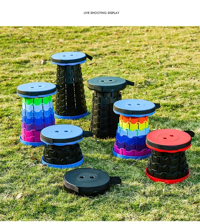 2026Hot Portable Folding Telescopic Stool Lightweight Plastic Subway Queuing Chair and Outdoor Camping Fishing with Carry Bag