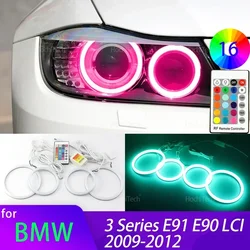 16-Color RGB Cotton LED Angel Eye Rings Daytime Light for BMW 3 Series E91 E90 LCI 2009-2012 Xenon headlights Accessories
