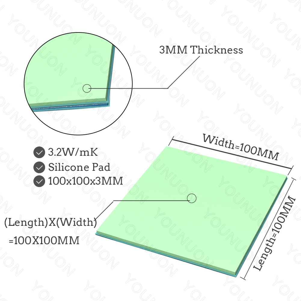 2PCS 100X3MM Green