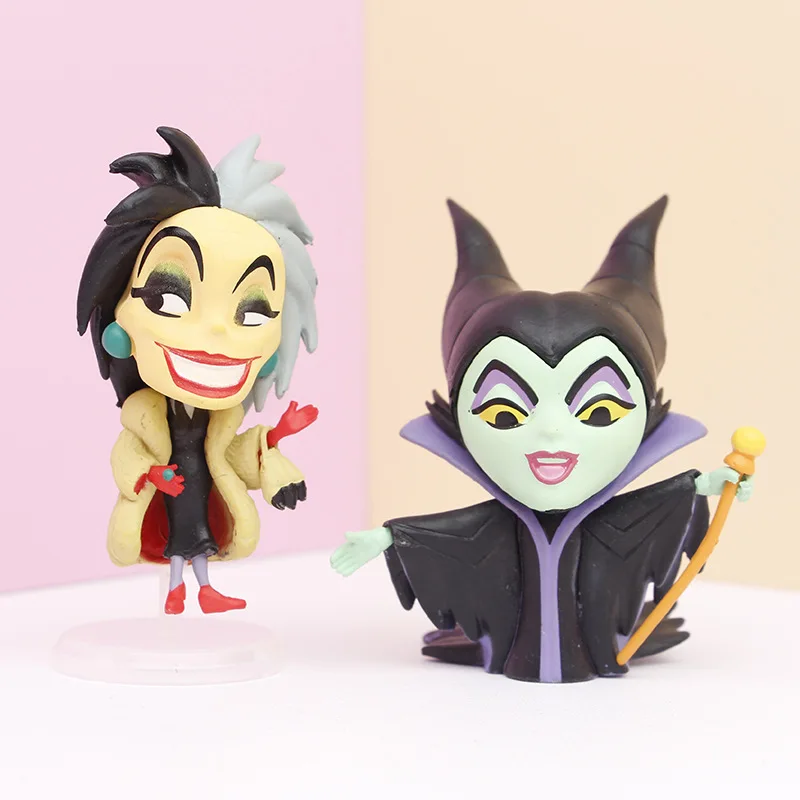 6 قطعة/المجموعة أنيمي الشرير الشكل الملكة Cruella Maleficent الشر الساحرة عمل الشكل جمع نموذج ألعاب الدمى هدايا أعياد ميلاد للأطفال