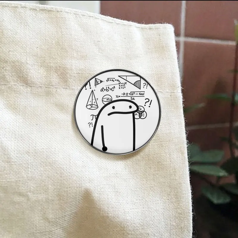 Customizable Funny Math Confused Flork Meme UV Printing Badge Geometry Formula Question Mark Pin Jewelry Gifts For Students