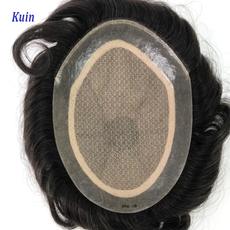 

Toupee Men Lace Base With Injected Pu Around 100% Natural Human Hair Male Hair Prosthesis 6' Hair System Unit Men Wig