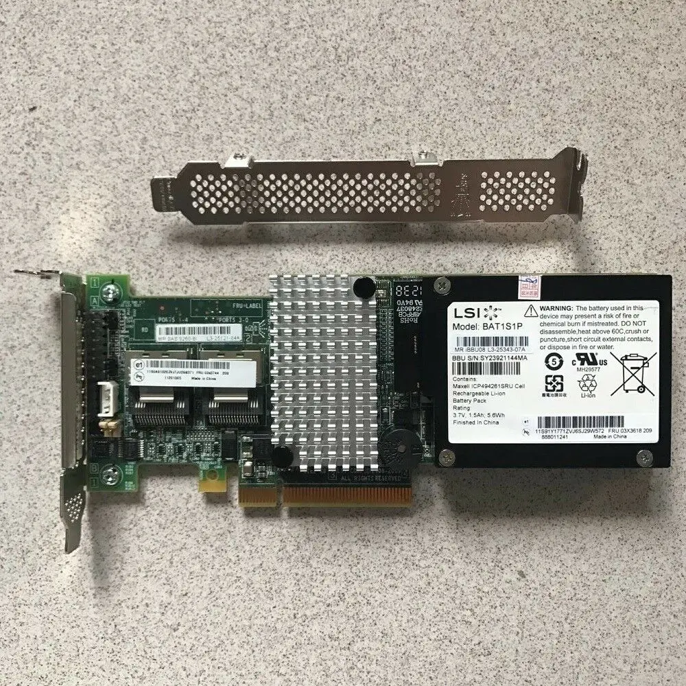 LSI MegaRAID SAS/SATA 9260-8i 8-PORT + BATTERY LSI bbu08 raid card