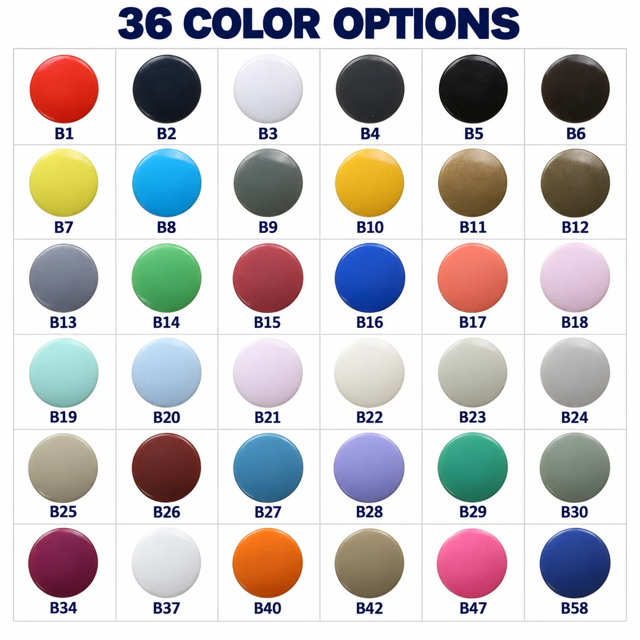 10 Sets 36 Colors Environmental Fastener Snap Pliers T3/T5/T8 Plastic Resin Snap Button Press Solid Color Cloth Button Making To
