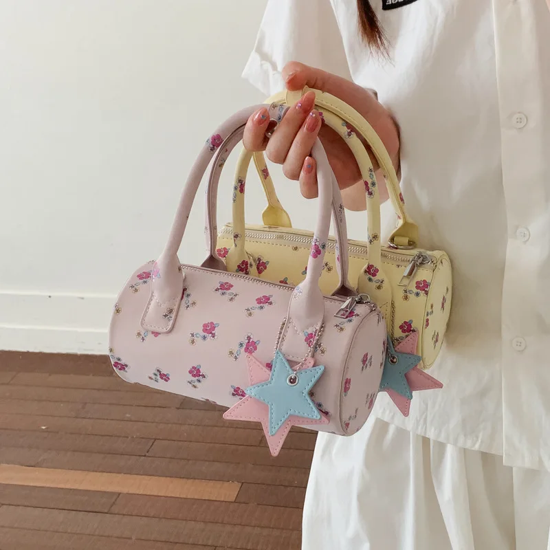 

New Floral Print Top Handle Bag Cute Boston Fashionable and Versatile Shoulder Bag Casual and Simple Crossbody Bag for Women