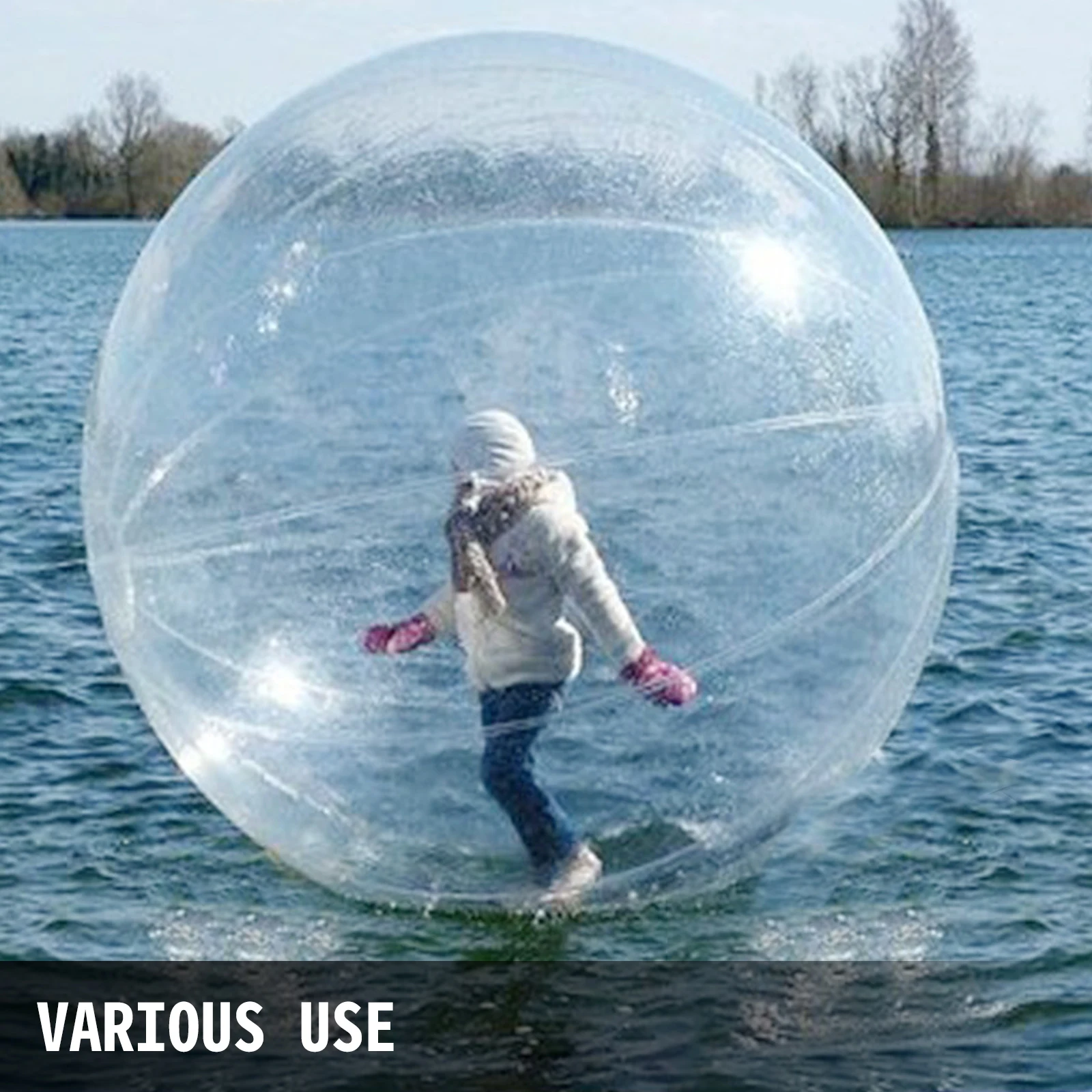 VEVOR 2M Water Walking Ball with Air Blower Pump Inflatable PVC Zorb Ball Waterproof for Amusement Park Swimming Pool Seashore