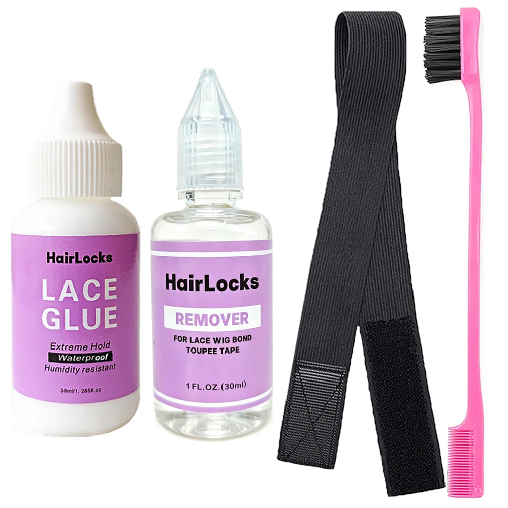 Lace Wig Styling Products Wig Glue Kit Set Waterproof Wig Adhesive Glue Remover With Brush Head Band  Wig Install Set