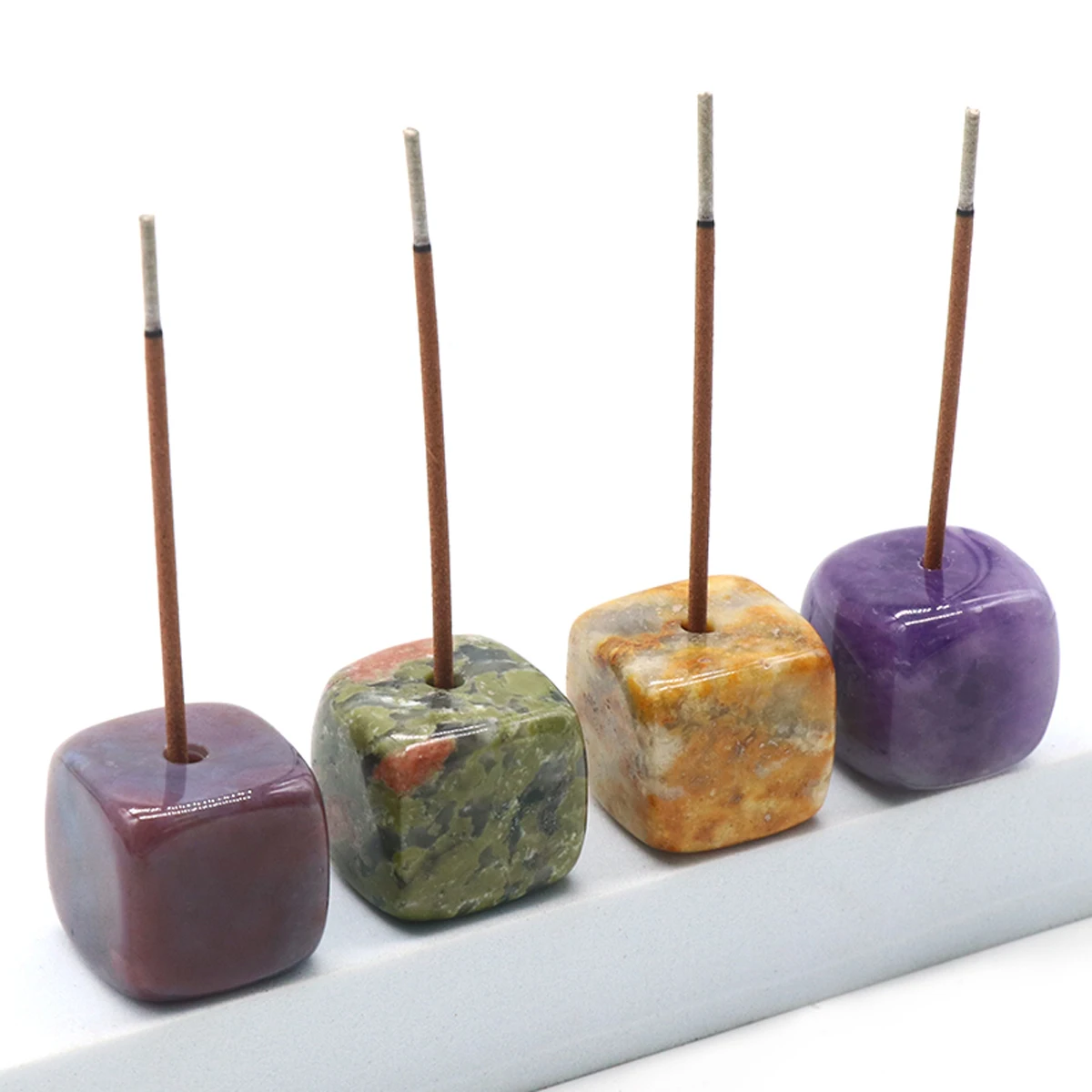 

5pc Random Natural Stone Crystals Incense Sticks Holder Coil Censer Burner Rock Home Decor Healing Energy Jewelry Room Ornament