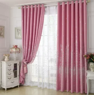 European and American Style Light Luxury Hot Silver Star Castle Curtains Living Room Bedroom Balcony Blackout Curtains