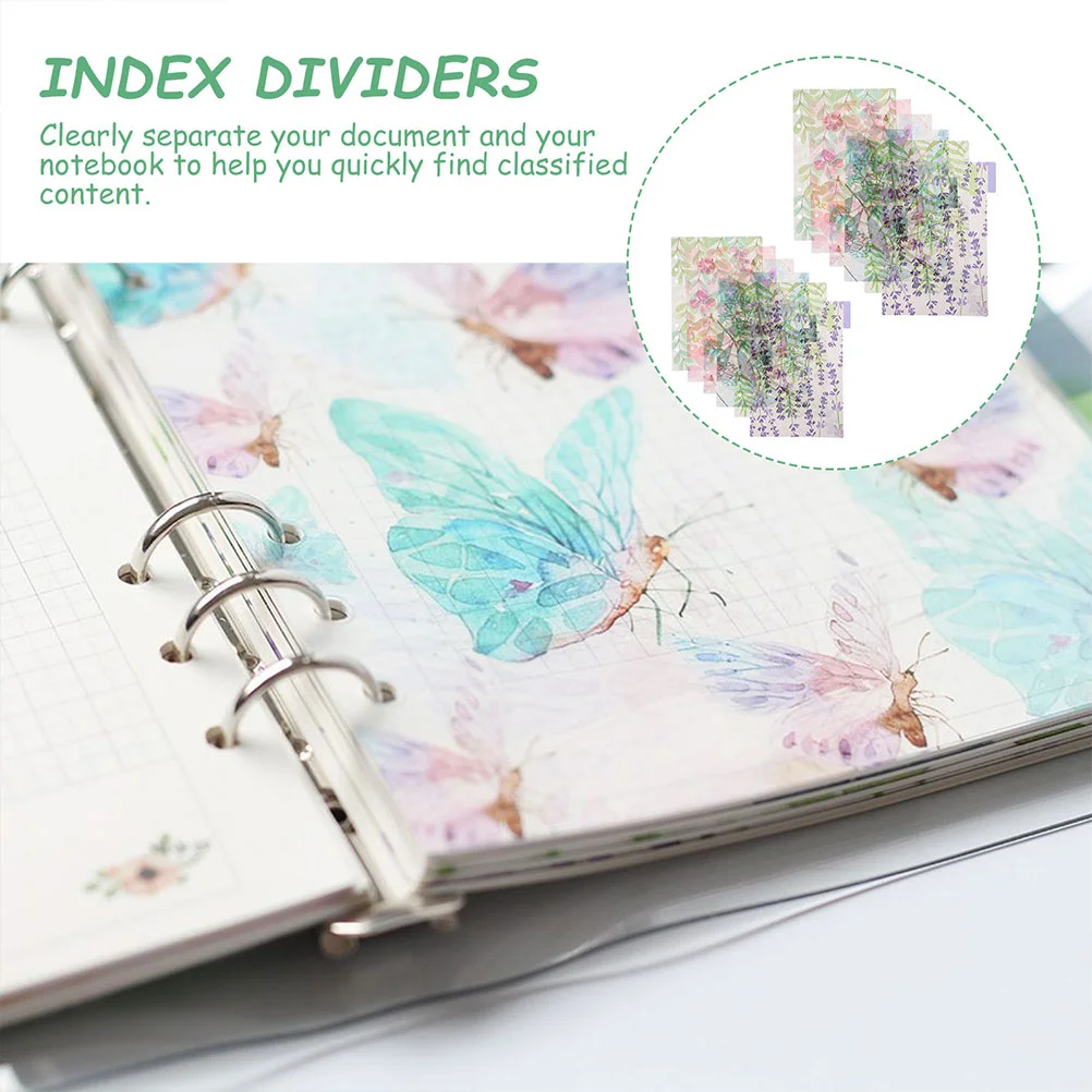 12 Pcs Folder Dividers Binder Pp Transparent 6-hole Loose-leaf Partitions Color Classification Separators A5 Tabs