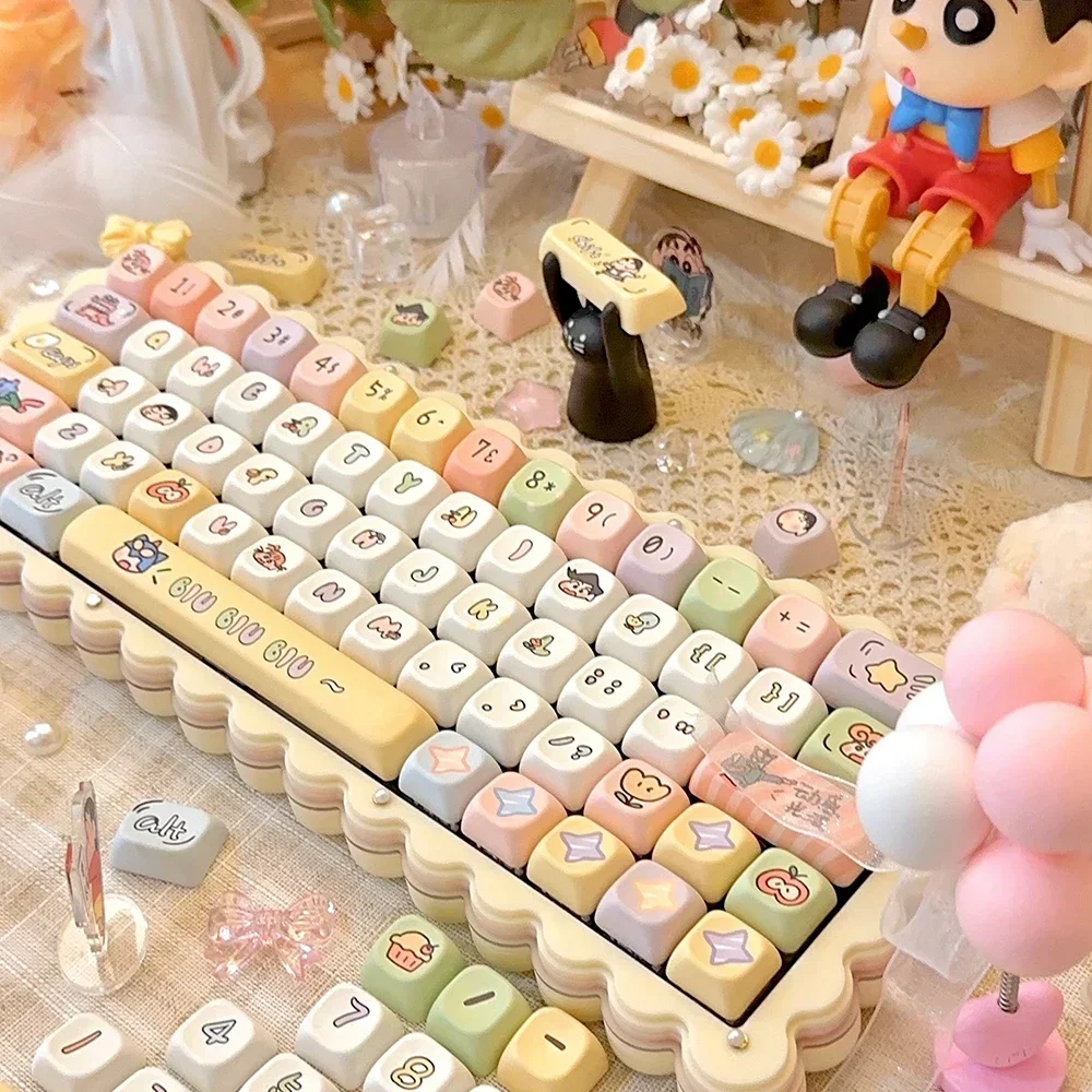 Imagem -06 - Teclado Mecânico com Cartoon Square Key Cap Eoa Keycaps Sublimação Térmica Split Space Bar Cute Gift 1.25 u 2.75u 137key