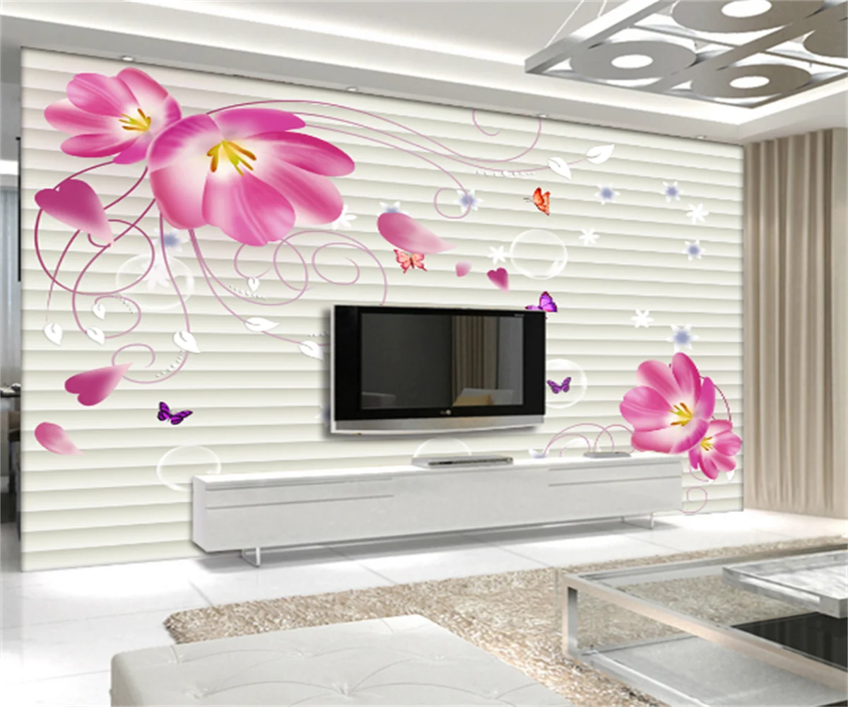 

Modern minimalist fashion flower living room bedroom background wall decoration painting custom any size 3D mural wallpaper