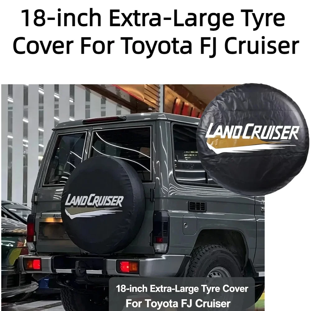 18"  Extra Large Spare Tire Cover for Toyota Land Cruiser Prado PU Leather UV Wear Resistant Weatherproof Off-road Mod Decor