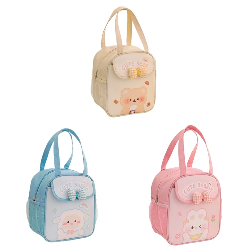 Kawaii Lunch Bag For Girls Cute Lunch Box Bag Insulated Bag Reusable Tote Bag For Hot Or Cold Work Pink 18.5 X 13.5 X 23.3Cm