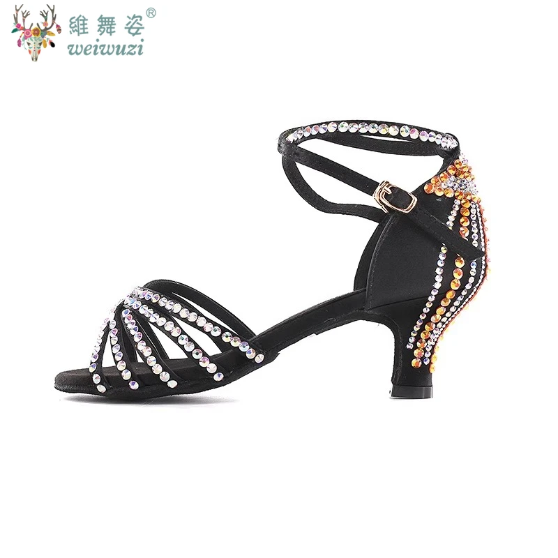 Latin Dance Shoes for Women Rumba Chacha Performance High Heel Diamond Shoes 33-41 Size Girl's Ballroom Waltz Competitoin Shoes