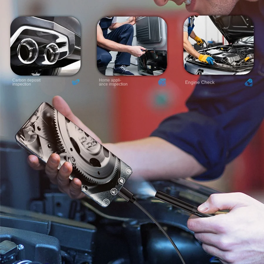 3 in 1 flexible endoscope high definition camera mobile Borescope soft endoscope Undercarriage Safety Inspection tools 7.0mm