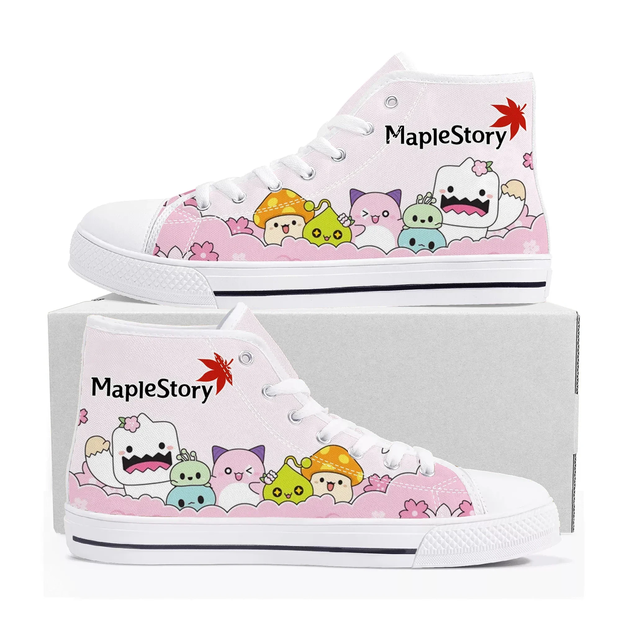 

Кроссовки Maplestory High Top с мультяшным принтом для мужчин, женщин и подростков, высококачественные модные повседневные кеды из канваса, изготовленные на заказ
