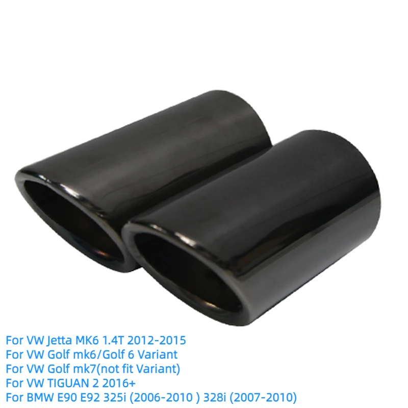 2PCS Stainless Steel Car Exhaust Muffler Tips For VW Tiguan MK2 Golf 6 7 Mk7 Jetta Mk6 1.4T 1.6L Exhaust Pipe Tip