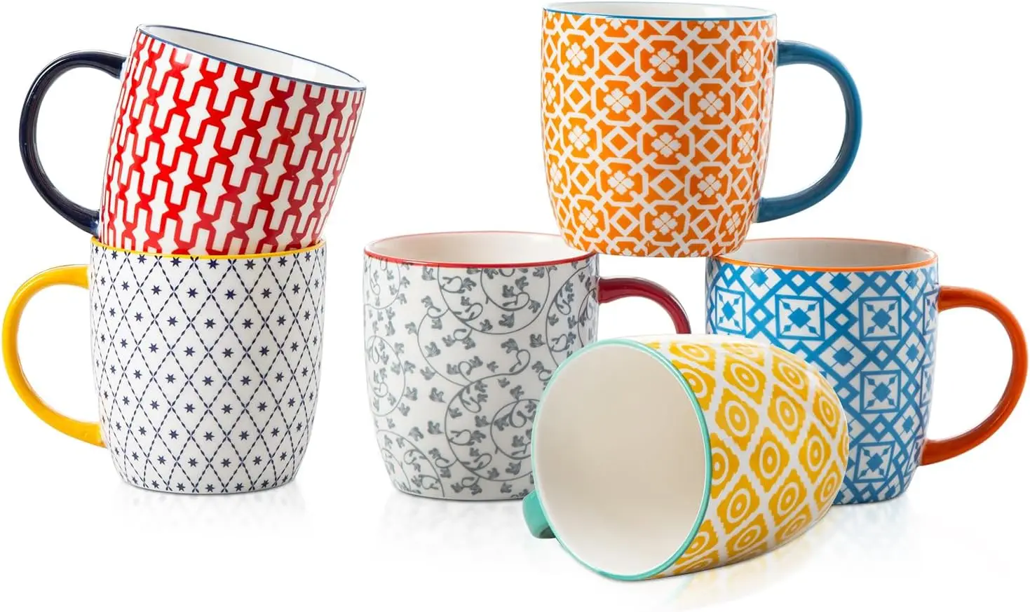 

Набор керамических кофейных кружек — большие фарфоровые чайные чашки на 10 унций с ручкой для чая с капучино, латте, какао-молоком — рождественский домwarmin