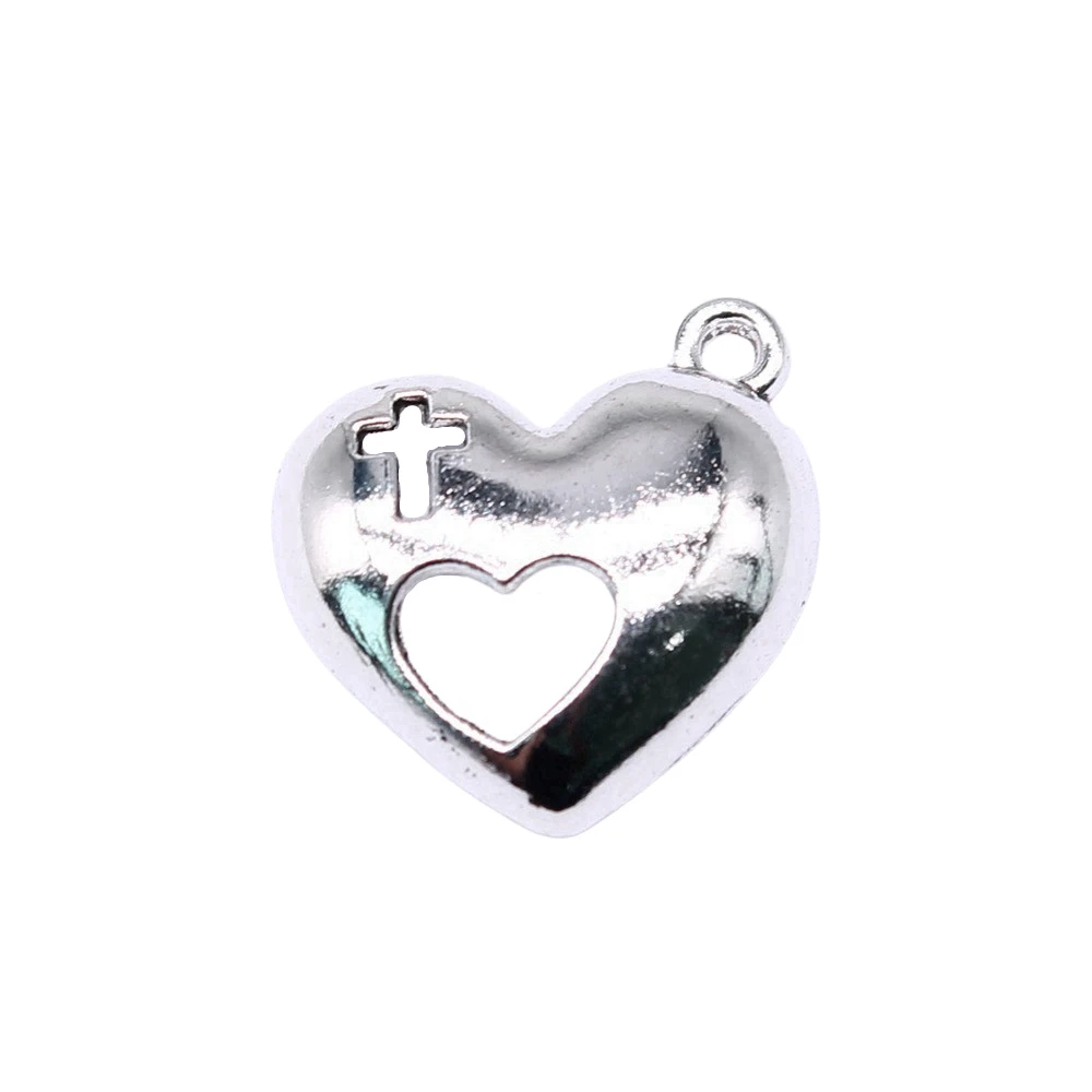 Bag Charm Cross Heart Charms Jewelry 21x19mm 10pcs