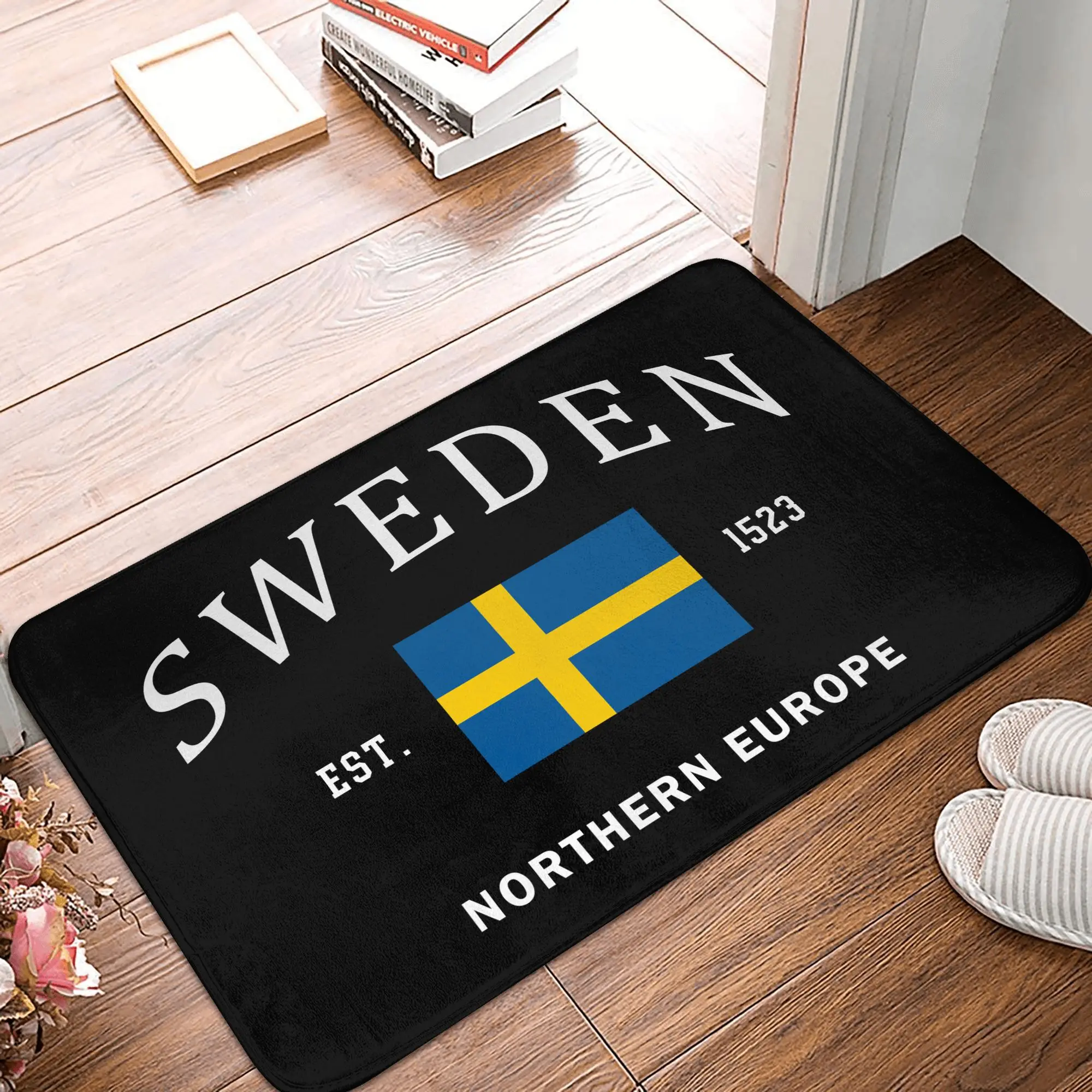 Sweden Flag Doormat Non-Slip Bathroom Kitchen Mat Garden Garage Door Floor Entrance Carpet Rug