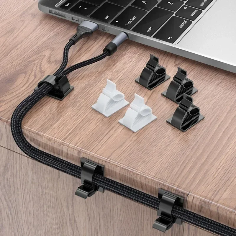 30/10PCS Self Adhesive Cable Management Organizer Clips Adjustable Desk Tidy Wire Cord Fixer Fastener Clips for Home Office